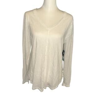 Eddie Bauer Women's Long sleeve V-neck Top Medium White